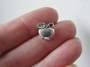 12 Apple charms antique silver tone FD224