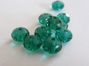 72 Beads -  peacock green rondelle faceted crystal glass B81