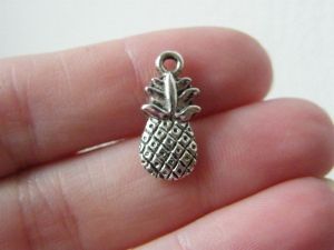 10 Pineapple charms antique silver tone FD215