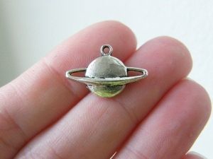 12 Saturn planet charms antique silver tone S52