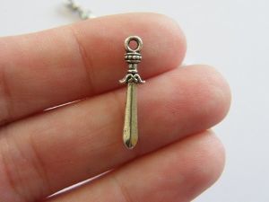 14 Sword charms antique silver tone SW4