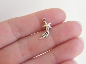 12 Shooting star charms antique silver tone S9