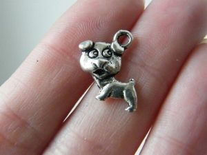 12 Dog charms antique silver tone A787