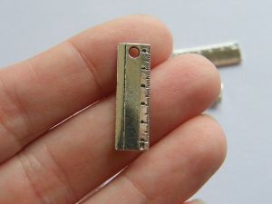 8 Ruler charms antique silver tone P596