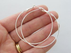 2 Earring hoops 55 x 50mm silver plated FS309