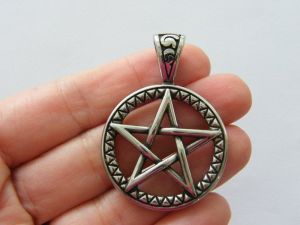 1 Pentagram pendant stainless steel antique silver tone HC299