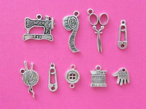 The Needlework Collection - 9  antique silver tone charms
