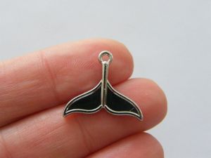 4 Whale tail  charms silver tone FF501