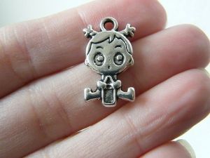 6 Baby girl charms antique silver tone P566