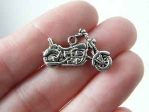 BULK 30 Motorbike charms antique silver tone TT22