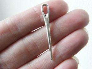 8 Needle charms antique silver tone P493