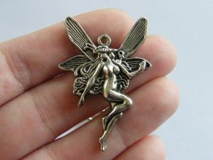 4 Fairy pendants antique silver tone FB17