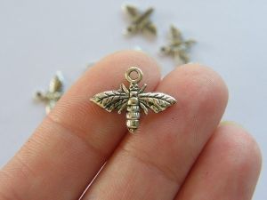 BULK 50 Bee charms antique silver tone A317 - SALE 50% OFF