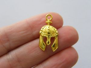 10 Medieval helmet charms gold tone SW58