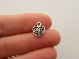 12 Tree charms antique silver tone T150