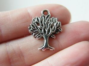 8 Tree charms antique silver tone T1