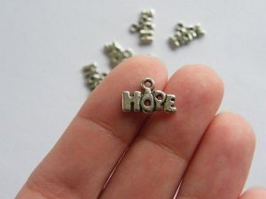 16 Hope charms 13 x 9mm antique silver tone M246