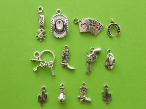 The Cowboy Collection - 12 antique silver tone charms