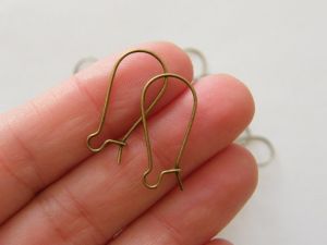 BULK 250 Kidney ear wire earring hooks 25 x 11mm bronze tone FS416