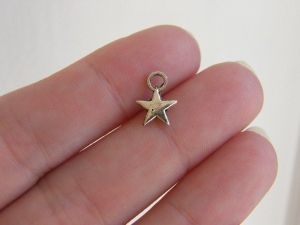 14 Star charms antique silver tone S11