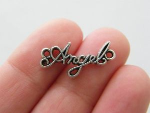 10 Angel  connector charms antique silver tone AW110