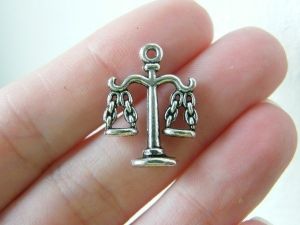 BULK 30 Scale of justice charms antique silver tone P139