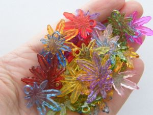 50 Mixed random colour marijuana weed acrylic leaf charms AL8