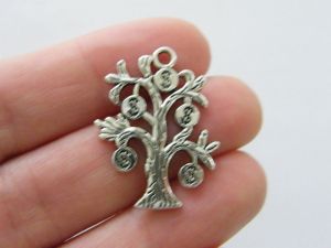 4 Money tree charms antique silver tone T4