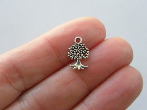12 Tree charms antique  antique silver tone T52