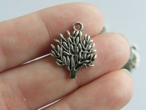 8 Tree charms antique silver tone T5