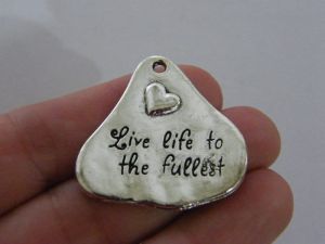 2 Live life to the fullest pendants antique silver tone M11