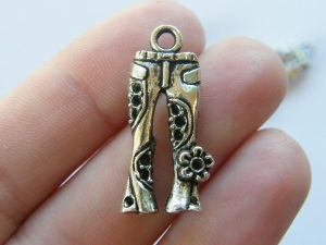5 Hippie jeans charms antique silver tone CA165