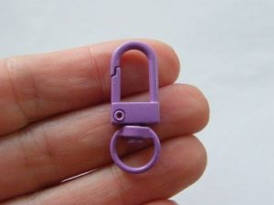 2  Lilac purple lobster swivel clasps key ring 33 x 12mm FS311