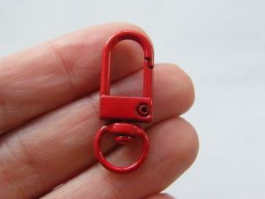 4  Red lobster swivel clasps key ring 33 x 12mm FS310