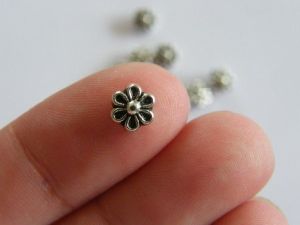 20 Flower spacer beads antique silver tone F22
