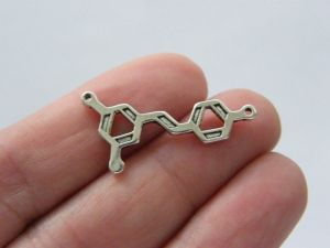 12 Resveratrol molecule connector charms antique silver tone MD62 - SALE 50% OFF