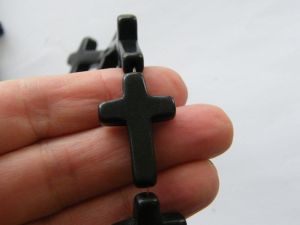 13 Black  cross beads 30 x 20 x 6mm C110