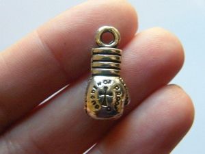 8 Boxing glove charms antique silver tone SP107