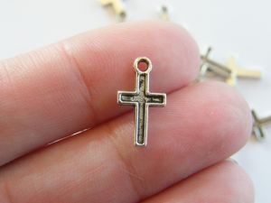 30 Cross charms antique silver tone C6