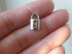 10 Lock charms antique silver tone K95