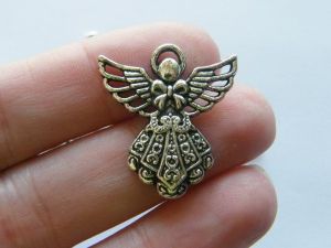 6 Angel charms antique silver tone AW66