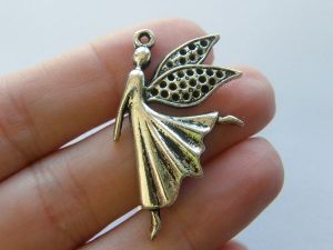 4 Fairy pendants antique silver tone FB18
