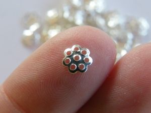 200 Flower shape  6mm silver plated bead cap FS154