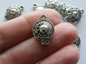 10 Hat charms antique silver tone CA30