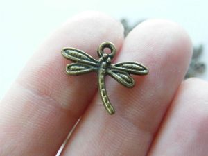 16 Dragonfly charms antique bronze tone A1103