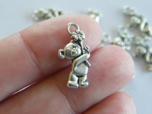 12 Bear charms antique silver tone A183