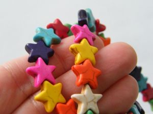 40 Star beads random colours 12 x 12mm s55