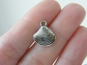 14 Shell charms antique silver tone FF144
