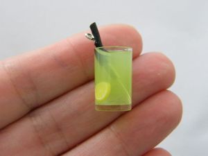 8 Lemonade cocktail plastic cup  black straw charms resin FD240
