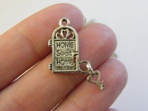 BULK 30 Door and key charms antique silver tone P38 - SALE 50% OFF